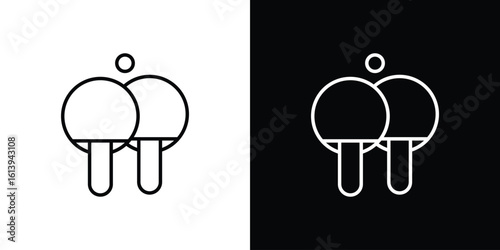 Ping pong icon logo vector designs. icon set in a black and white strokes