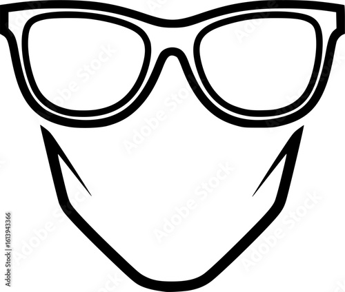 Cool face with sunglasses outline icon vector
