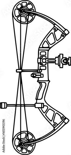 Compound bow outline icon vector
