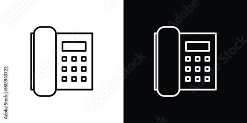 Office phone icon logo vector designs. icon set in a black and white strokes