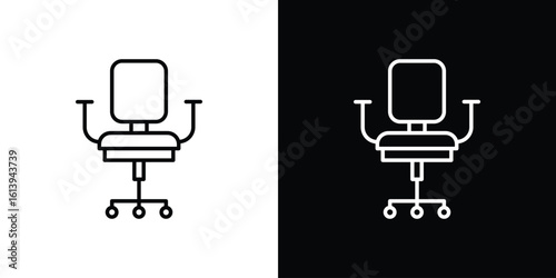 Office chair icon logo vector designs. icon set in a black and white strokes