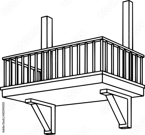 Clean vector icon of a balcony structure

