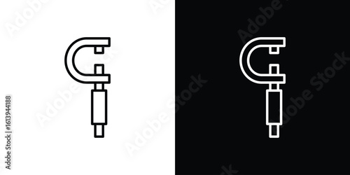 Micrometer icon logo vector designs. icon set in a black and white strokes