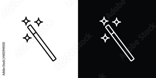 Magic wand icon logo vector designs. icon set in a black and white strokes