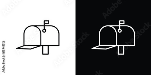 Mailbox icon logo vector designs. icon set in a black and white strokes