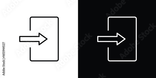 Log out icon logo vector designs. icon set in a black and white strokes