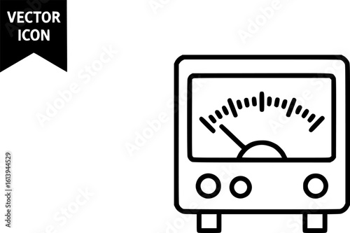 Voltmeter outline icon vector
