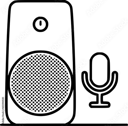 Voice assistant smart speaker outline icon vector
