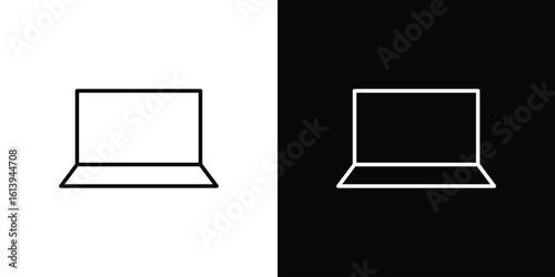 Laptop icon logo vector designs. icon set in a black and white strokes