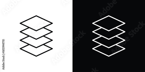 Layers icon logo vector designs. icon set in a black and white strokes