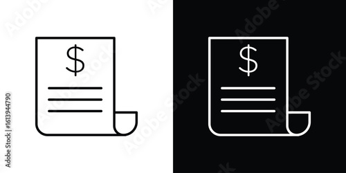 Invoice icon logo vector designs. icon set in a black and white strokes