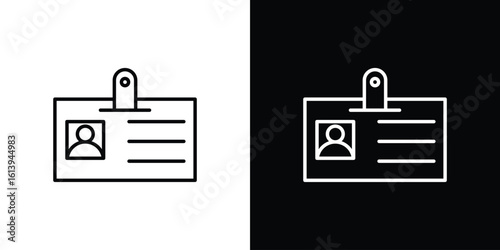 ID badge icon logo vector designs. icon set in a black and white strokes