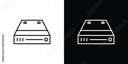 Hard Disk icon logo vector designs. icon set in a black and white strokes