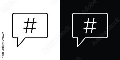 Hashtag icon logo vector designs. icon set in a black and white strokes