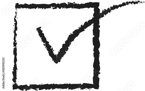 Roughly drawn check mark inside a square box silhouette