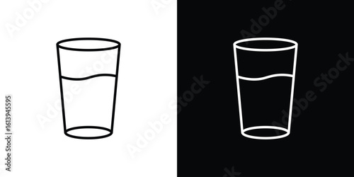 Glass icon logo vector designs. icon set in a black and white strokes