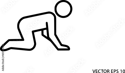 Person crawling on hands and knees outline icon vector
