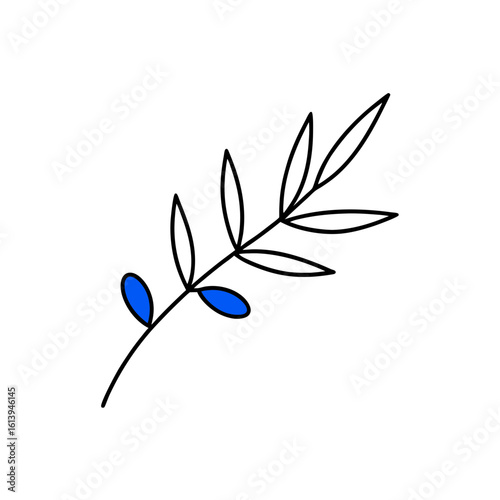  minimalist blue olive branch frame in hand drawn 