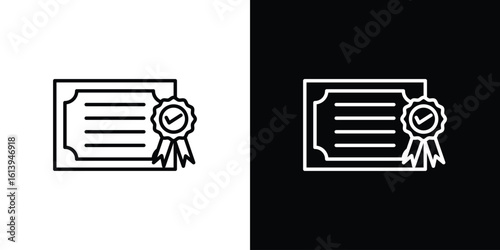 Diploma icon logo vector designs. icon set in a black and white strokes