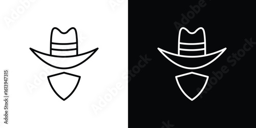 Cowboy icon logo vector designs. icon set in a black and white strokes