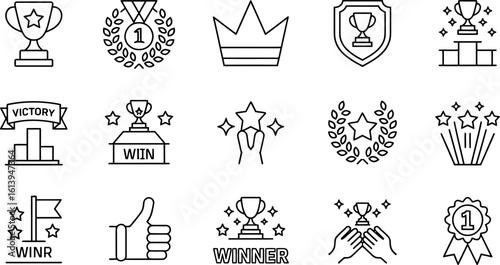 Celebrate success with these winning trophy and award icons