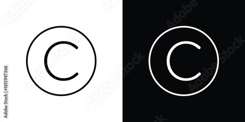 Copyright icon logo vector designs. icon set in a black and white strokes