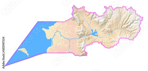 Map of the County Weber (Utah, US) showing the isolated County with relief representation. No Lables.