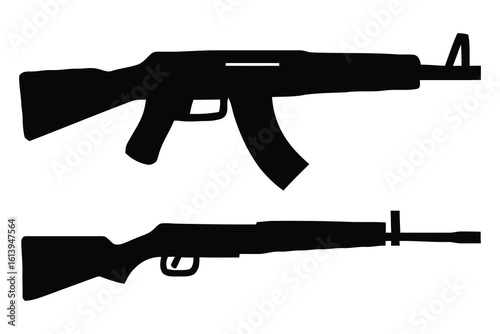 Black rifle and shotgun silhouettes firearm weapon