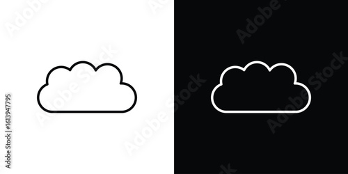 Cloud icon logo vector designs. icon set in a black and white strokes