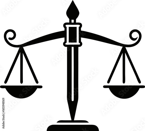 Legal Balance with Sword Icon Line Art Vector Illustration