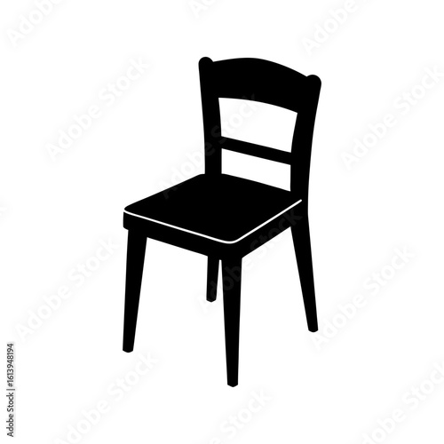 Silhouette of basic wooden chair shown in clean scandinavian furniture vector flat style