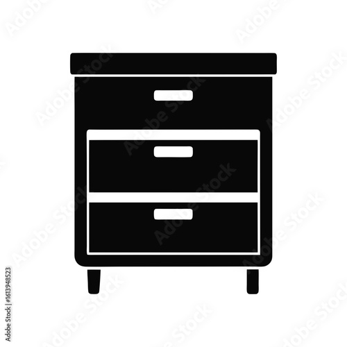 Single drawer dresser shown in modern flat silhouette style for simple storage furniture