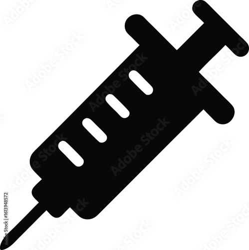 Silhouette of medical syringe representing vaccination healthcare and pharmaceutical industry used for injection or prevention and treatment of diseases