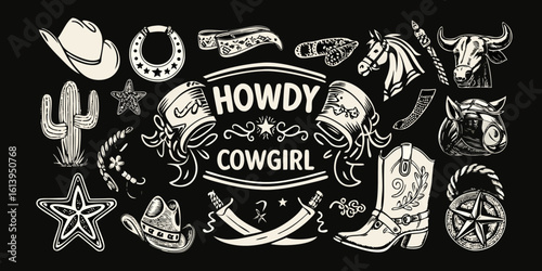 Howdy cowgirl western elements collection