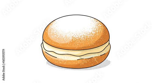 Delicious cream filled pastry with powdered sugar dusting a sweet treat
