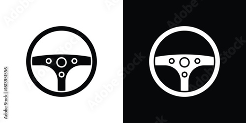 Steering wheel icon symbol. simple flat symbol on blank background.