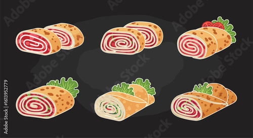 A collection of delicious savory and sweet rolled food items perfect for any meal or snack