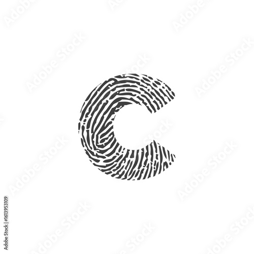 Lowercase Initial Letter c and Fingerprint Texture Logo Icon 001
