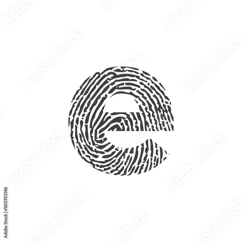 Lowercase Initial Letter e and Fingerprint Texture Logo Icon 001