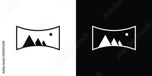 Panoramic icon symbol. simple flat symbol on blank background.