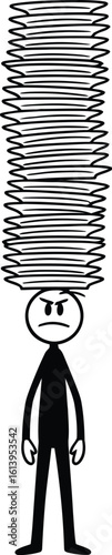 Stick figure overwhelmed with paperwork and stress from work overload and too many tasks vector