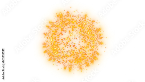 Gold glow Energy Explosion on Black Background