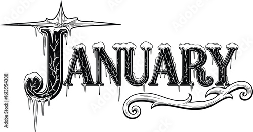January vector illustration with ice and snow for winter designs and seasonal projects vector
