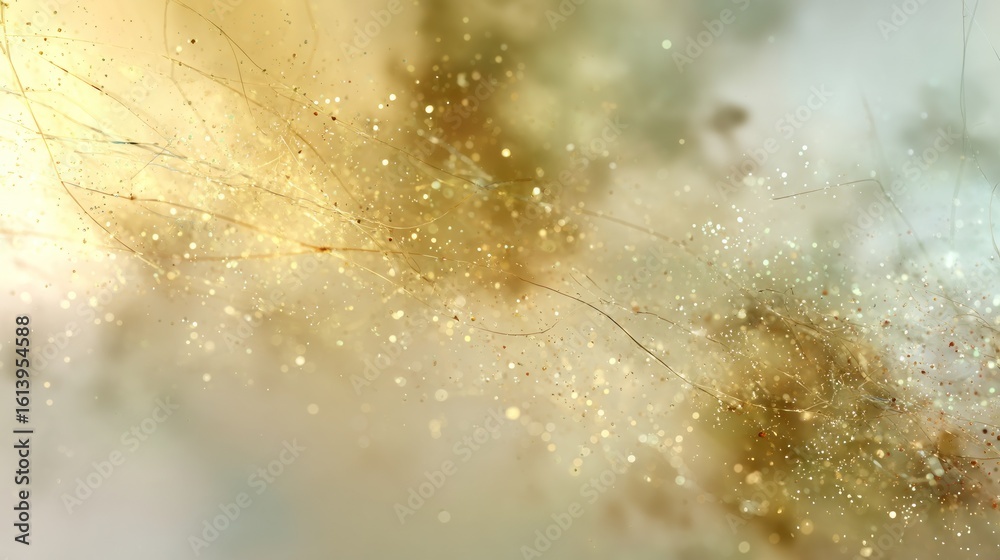 Obraz premium Dreamy Golden Sparkle A Luminous Display of Delicate Filaments and Shimmering Particles, Evoking a Sense of Magic and Wonder, Ideal for Festive Celebrations and Elegant Designs