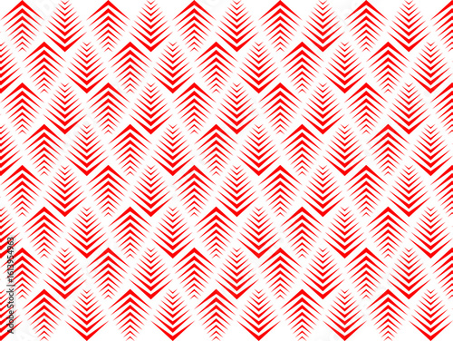 Art Deco Pattern. Red black texture. Fan or palm leaf shape. Vector illustration.