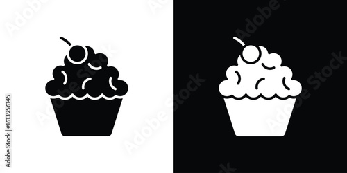 Cupcake icon symbol. simple flat symbol on blank background.