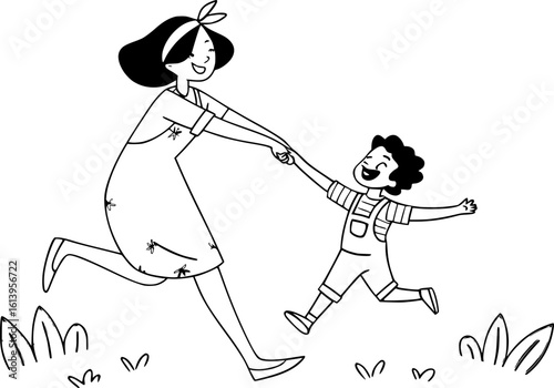 Mother and son joyful 