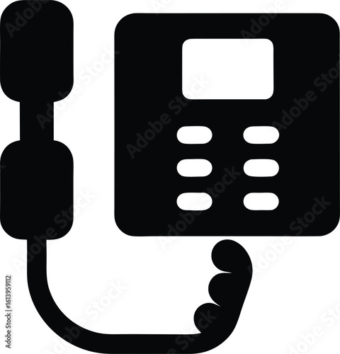 Black and white intercom communication device vector graphic minimalist design representing security and connection in modern buildings and homes flat design style