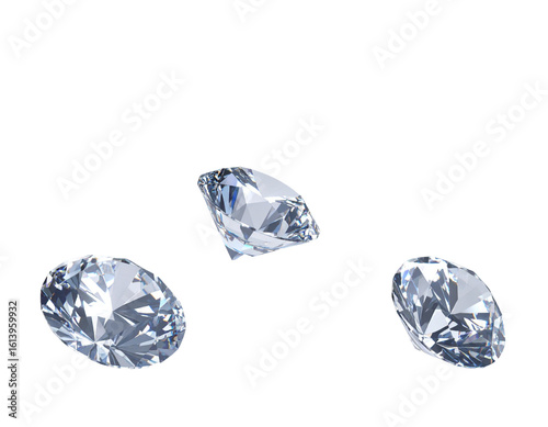 Floating Diamonds Sparkling in the Air, Captured in Mid-Motion, Isolated on Transparent Background