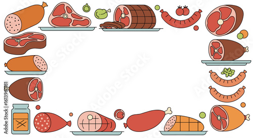 A diverse collection of premium cured meats and sausages featuring various cuts and preparations for culinary excellence